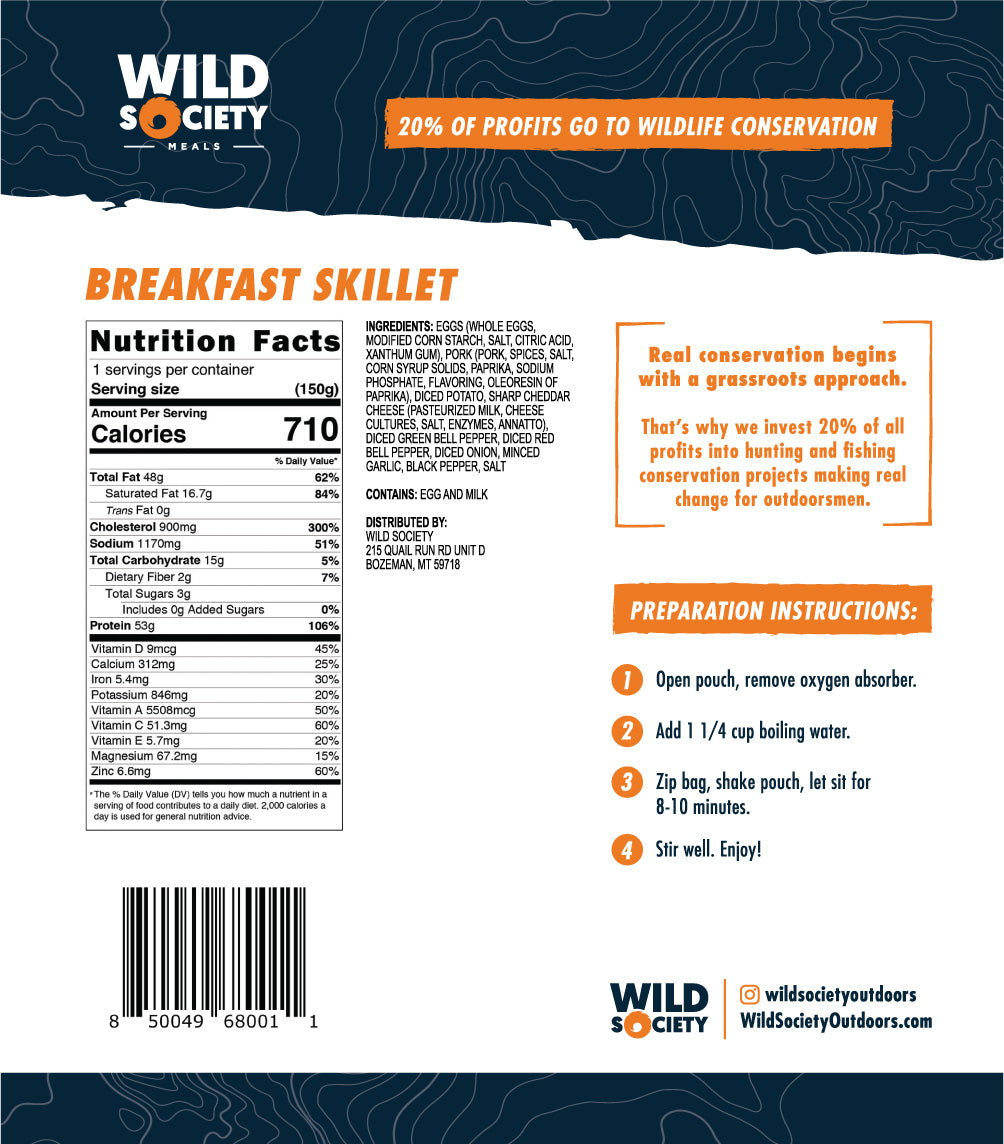 Wild Society - Breakfast Skillet Freeze Dried Meal - Nutrition Facts